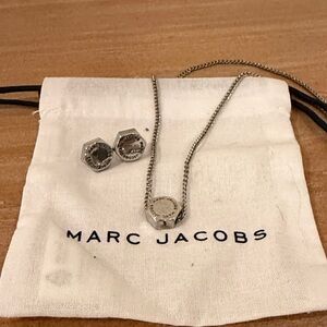 Marc Jacobs Bolt Stud Silver earrings and necklace set